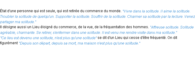 Définition solitude ACAD 1932