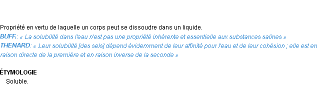 Définition solubilité Emile Littré
