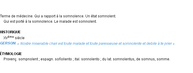 Définition somnolent Emile Littré