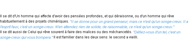 Définition songe-creux ACAD 1835