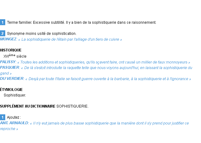Définition sophistiquerie Emile Littré