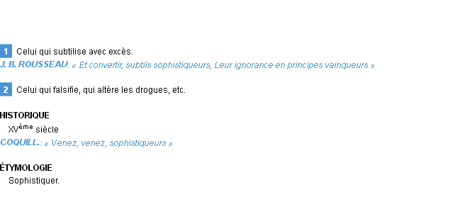 Définition sophistiqueur Emile Littré