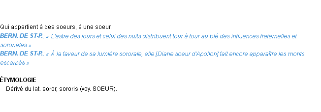 Définition sororal Emile Littré