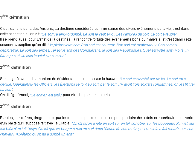 Définition sort ACAD 1798