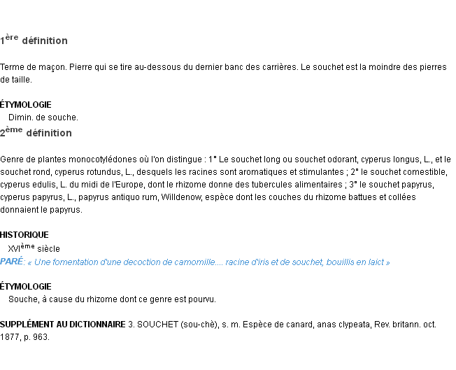 Définition souchet Emile Littré