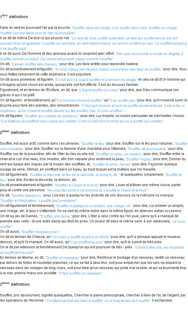 Définition souffler ACAD 1798