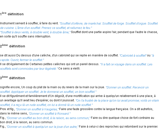 Définition soufflet ACAD 1835