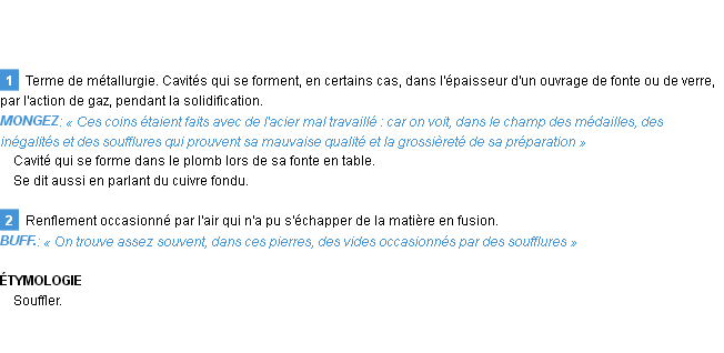 Définition soufflure Emile Littré