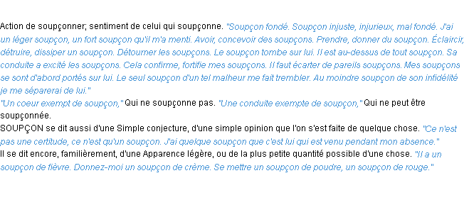 Définition soupçon ACAD 1932