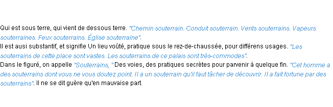 Définition souterrain ACAD 1798