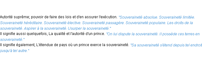 Définition souveraineté ACAD 1835