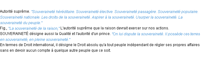 Définition souveraineté ACAD 1932