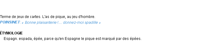 Définition spadille Emile Littré