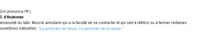 Définition sphincter ACAD 1932