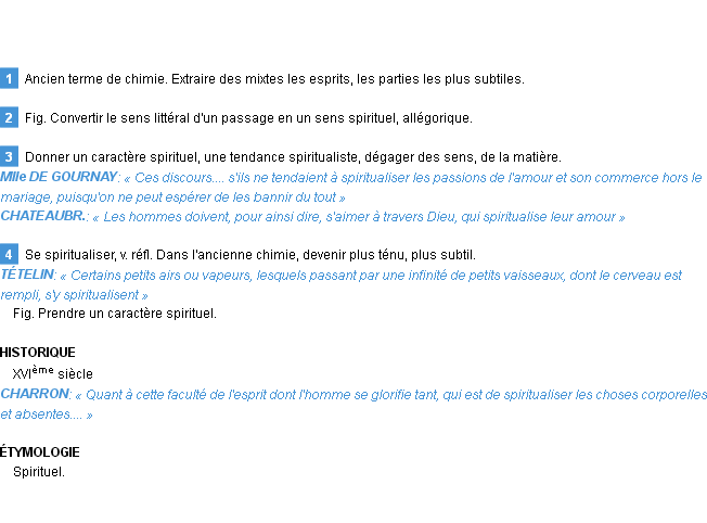 Définition spiritualiser Emile Littré