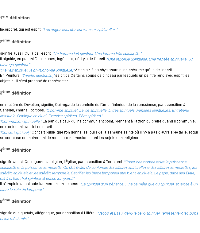 Définition spirituel ACAD 1835