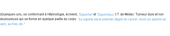 Définition squirre ACAD 1835