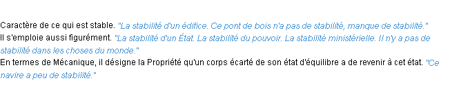 Définition stabilité ACAD 1932