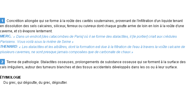 Définition stalactite Emile Littré