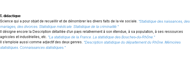 Définition statistique ACAD 1932