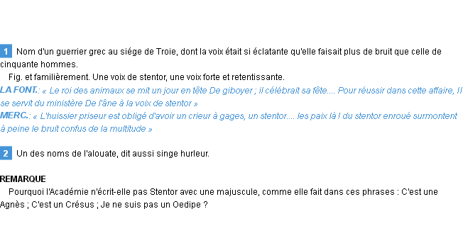 Définition stentor Emile Littré