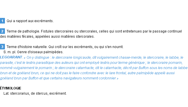 Définition stercoraire Emile Littré