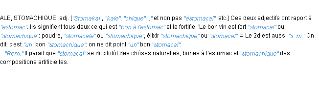 Définition stomacal JF.Feraud