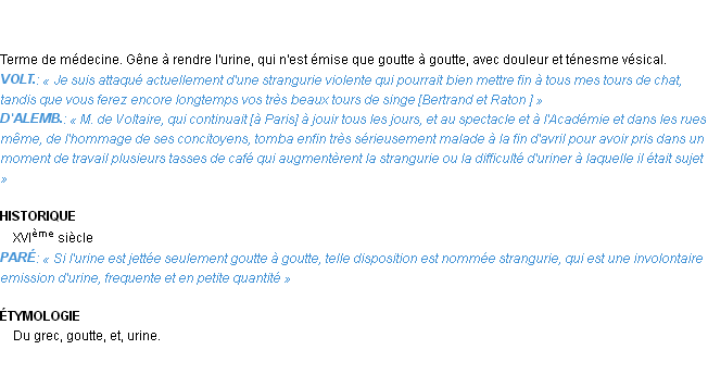 Définition strangurie Emile Littré