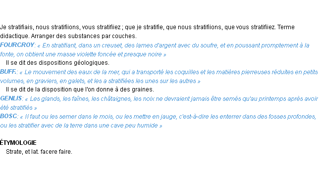 Définition stratifier Emile Littré