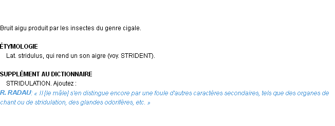 Définition stridulation Emile Littré