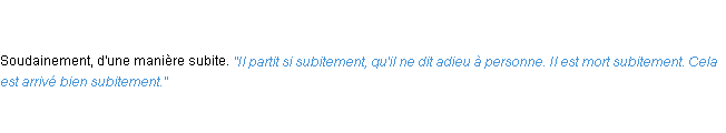 Définition subitement ACAD 1835