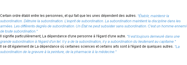 Définition subordination ACAD 1835