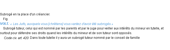 Définition subrogé Emile Littré
