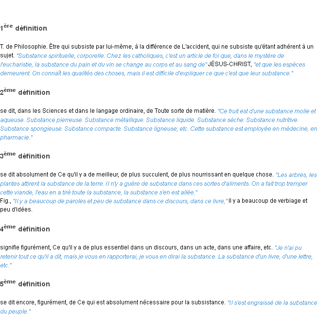 Définition substance ACAD 1835