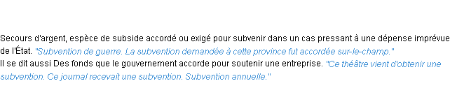 Définition subvention ACAD 1835