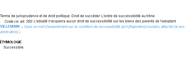 Définition successibilité Emile Littré