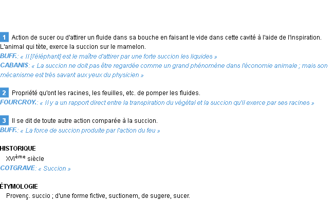Définition succion Emile Littré