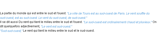 Définition sud-ouest ACAD 1835