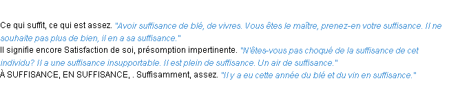 Définition suffisance ACAD 1932