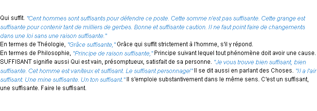 Définition suffisant ACAD 1932