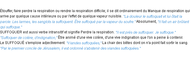 Définition suffoquer ACAD 1932