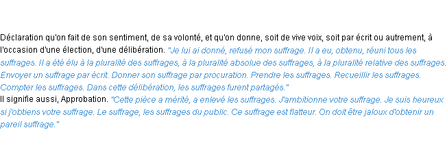 Définition suffrage ACAD 1835