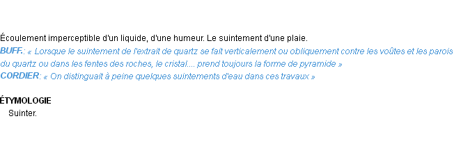 Définition suintement Emile Littré