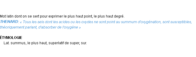 Définition summum Emile Littré