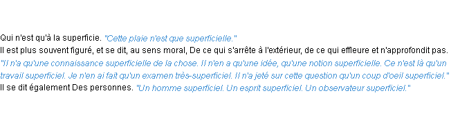 Définition superficiel ACAD 1835