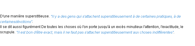 Définition superstitieusement ACAD 1798