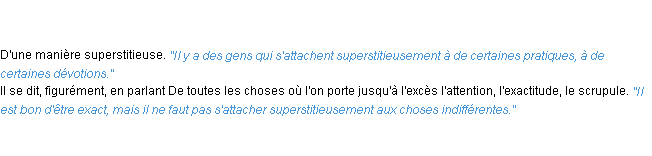 Définition superstitieusement ACAD 1835