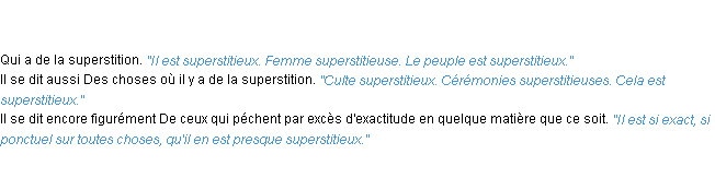 Définition superstitieux ACAD 1762