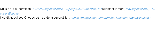 Définition superstitieux ACAD 1932