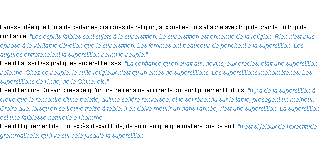 Définition superstition ACAD 1835